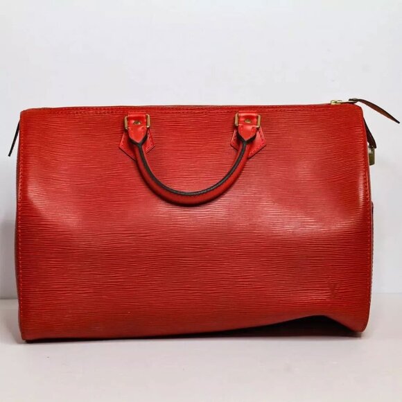 Louis Vuitton Epi Speedy 35 Red Satchel Handbag with Lock + Original Storage Bag - Picture 4 of 13